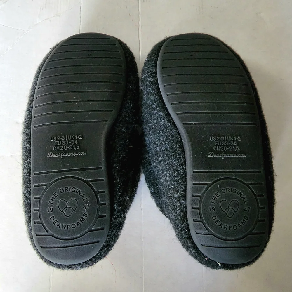 Dearfoams size 2-3 Boys Girls Plaid Multi Fab Moccasins  Slippers